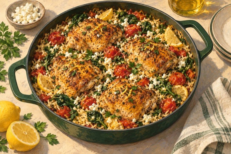 Lemon-Oregano Chicken Rice Bake
